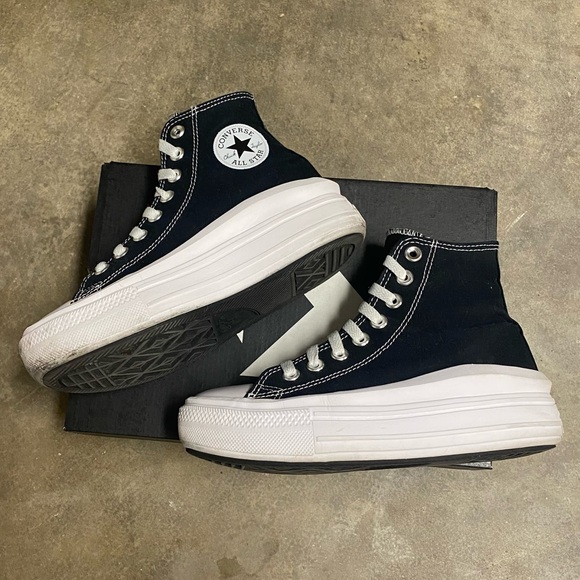 converse chuck taylor all star move platform black/white size 5.5 - Picture 6 of 9